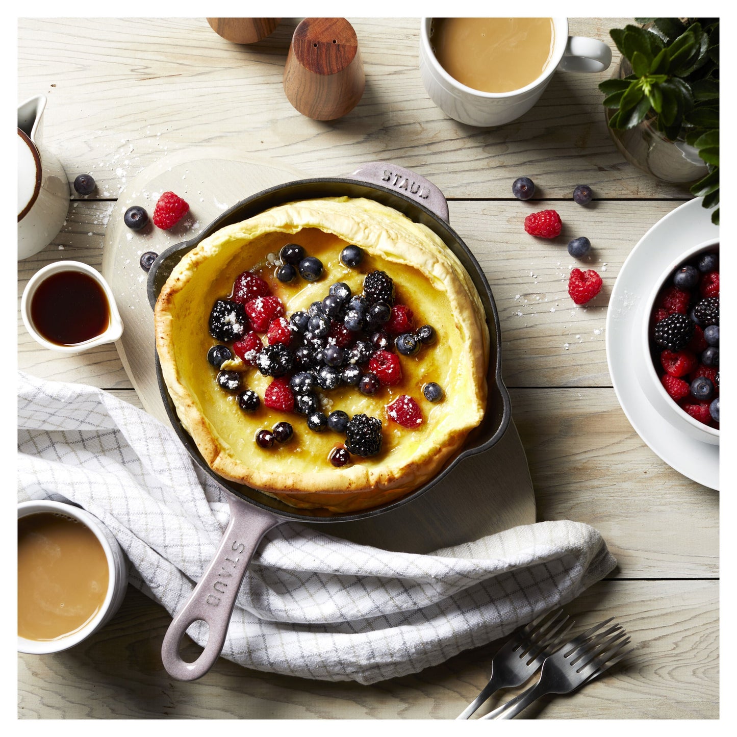 STAUB Pans 22 Cm / 8.5 Inch Cast Iron Traditional Deep Frypan, Cherry Blossom