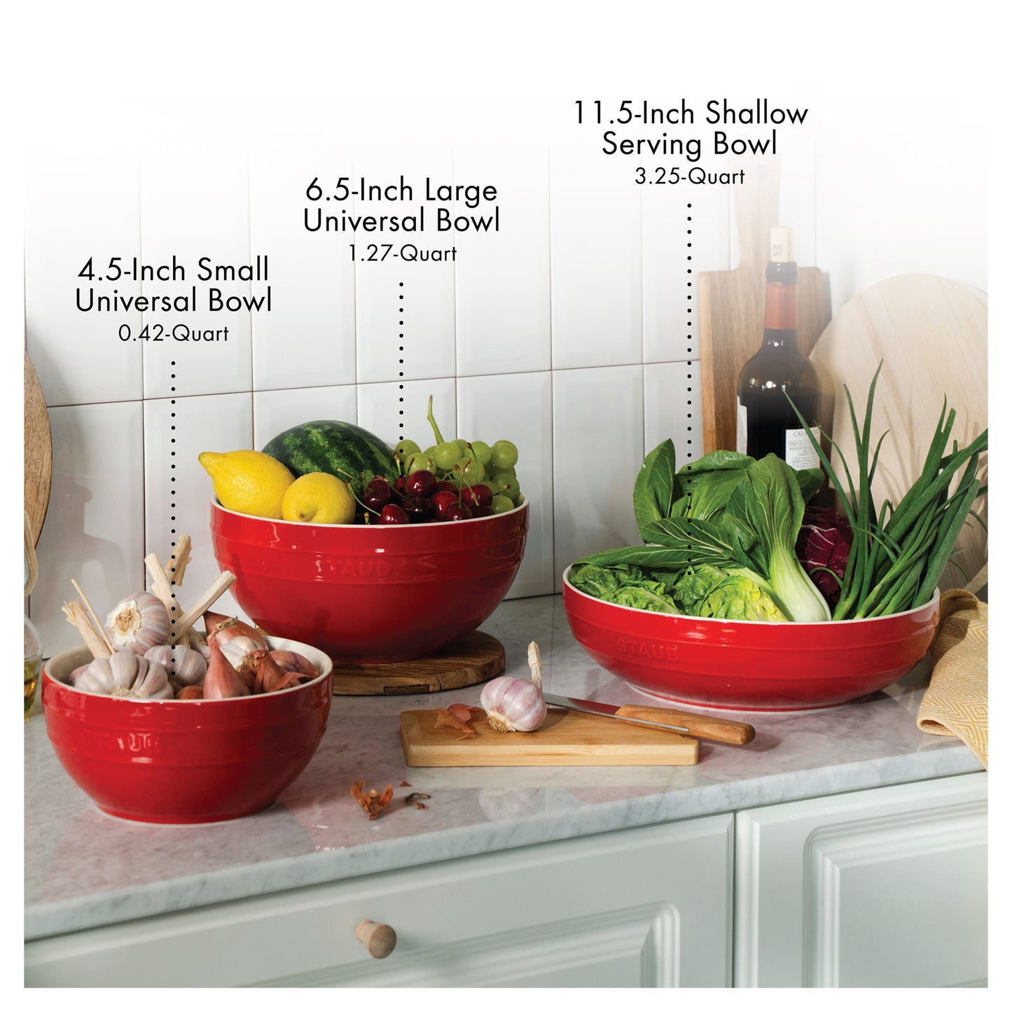 STAUB Ceramique 28 Cm Ceramic Round Serving Bowl, Cherry