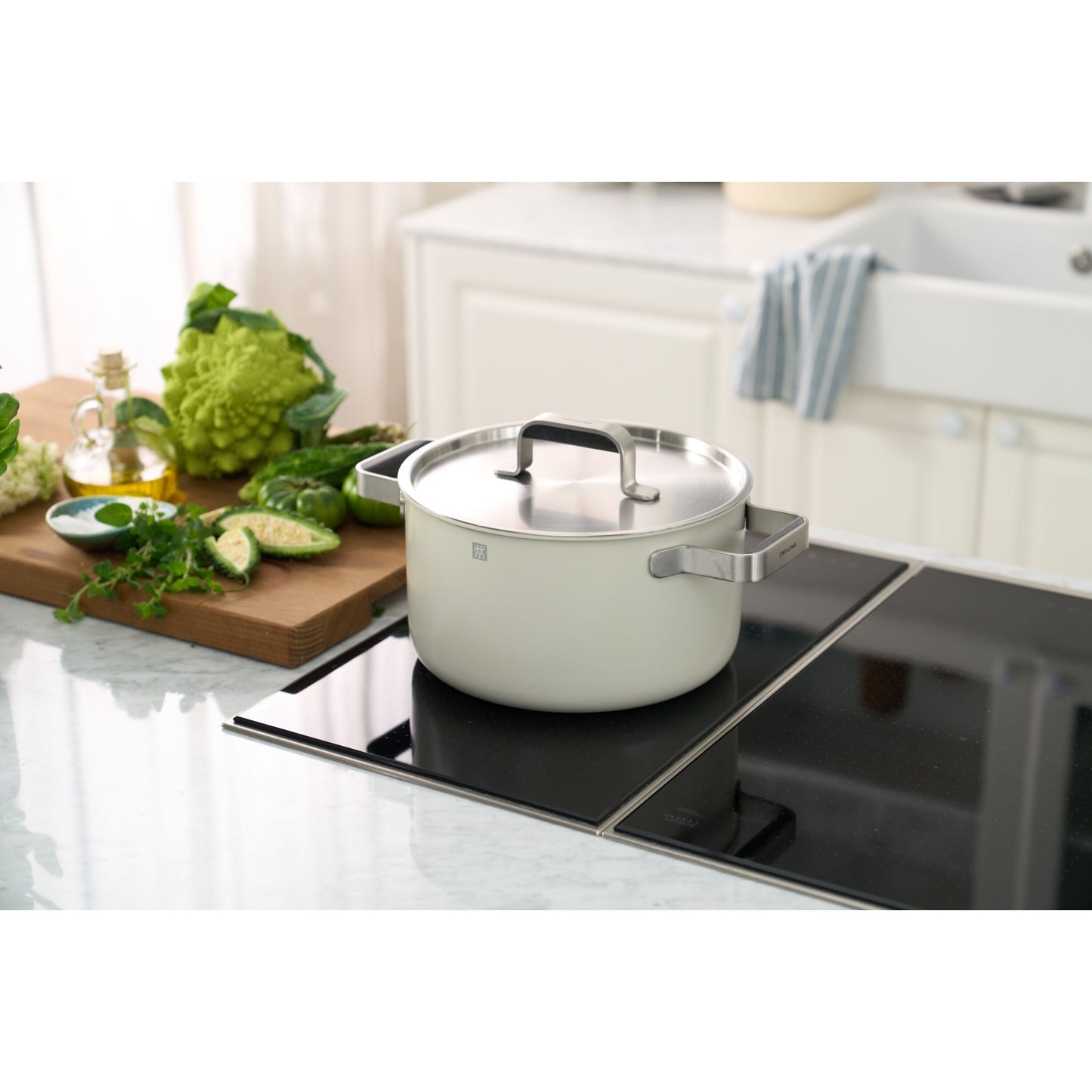 ZWILLING Pure Cookware Set, 6 Piece 18/10 Stainless Steel, Ivory-White