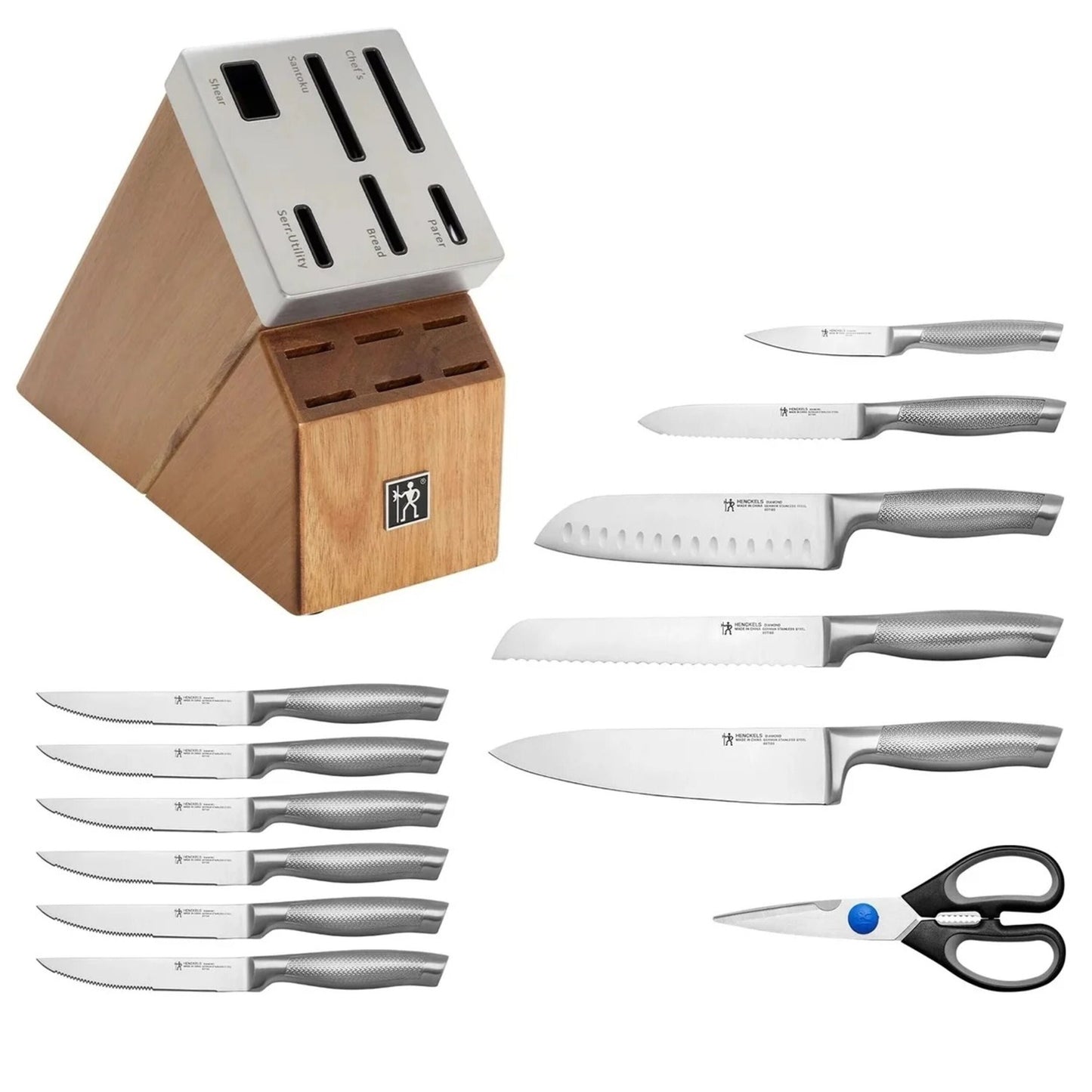 HENCKELS Diamond 13 Piece, Knife Block Set, Grey