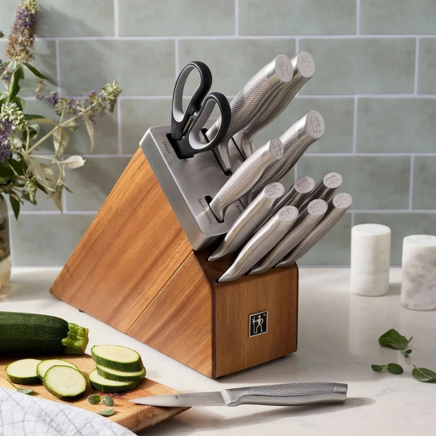 HENCKELS Diamond 13 Piece, Knife Block Set, Grey