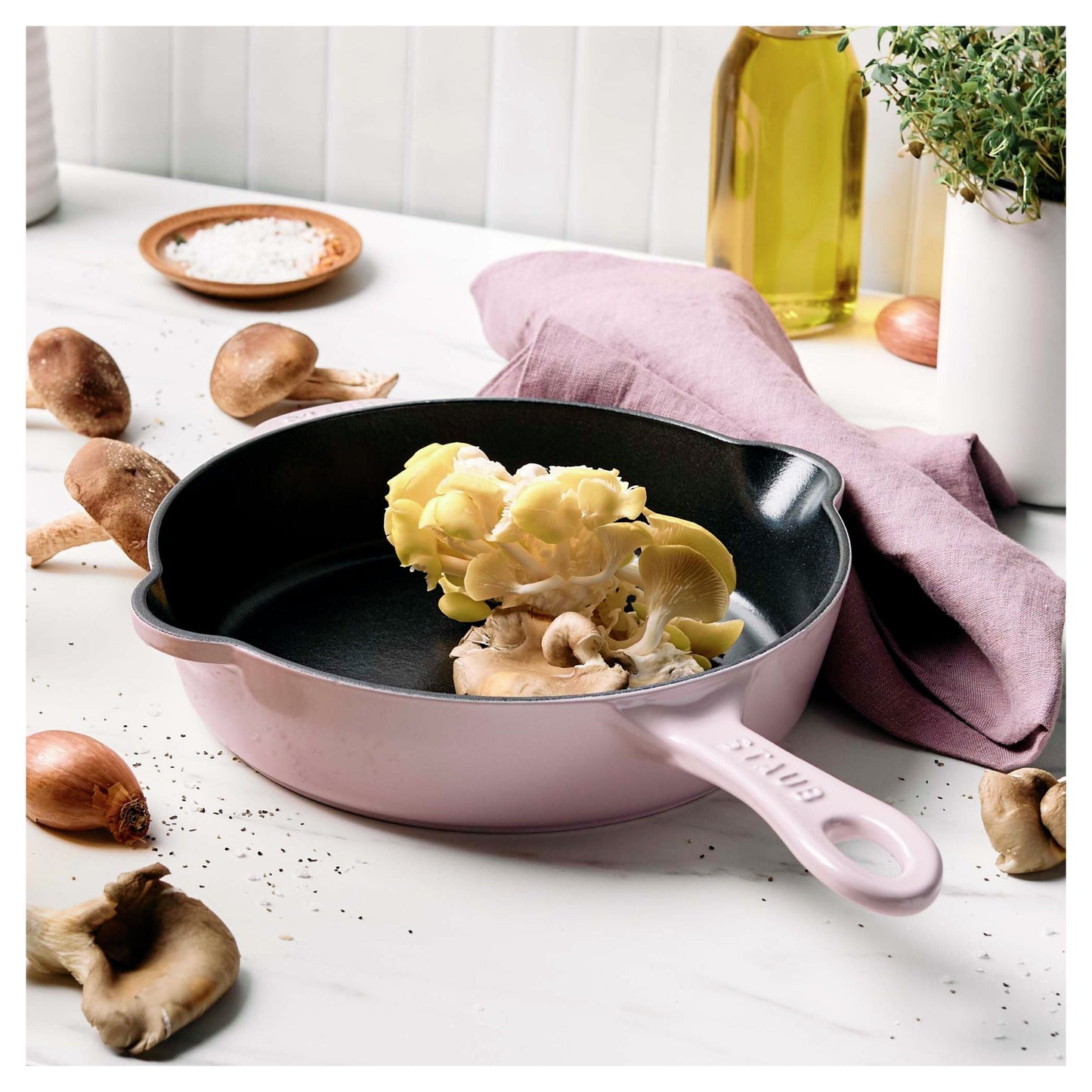 STAUB Pans 22 Cm / 8.5 Inch Cast Iron Traditional Deep Frypan, Sorbet Rose