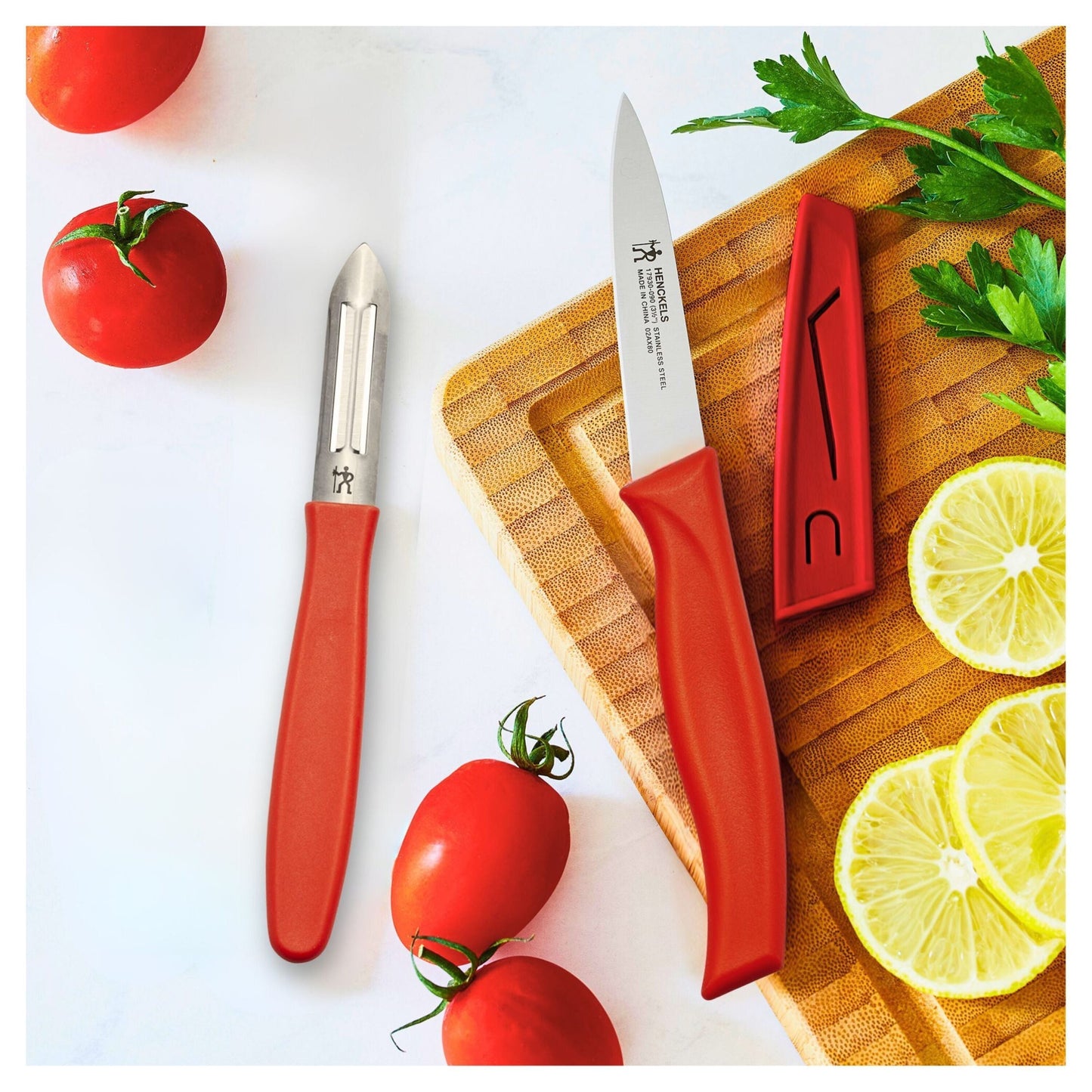 HENCKELS Kitchen Elements 2 Piece, Knife Set, Red