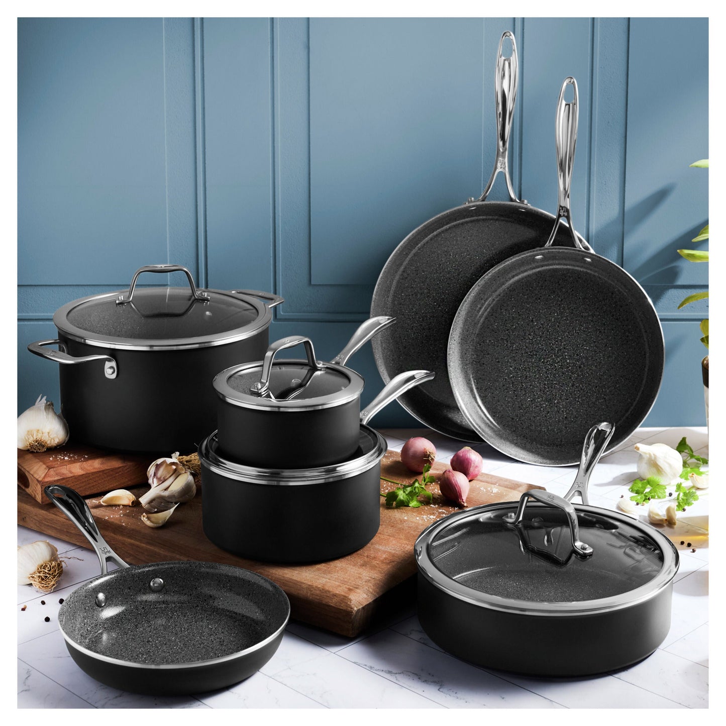 HENCKELS Capri Cookware Set Grey 11 Piece