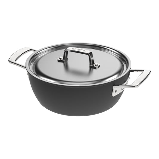 DEMEYERE Black 5 3.25 L 18/10 Stainless Steel Round Saucier and Sauteuse, Silver-Black